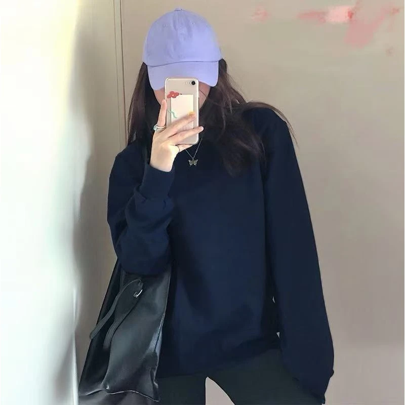 【D701-755】秋冬季新款圆领连帽奥粒绒卫衣男女宽松休闲上衣