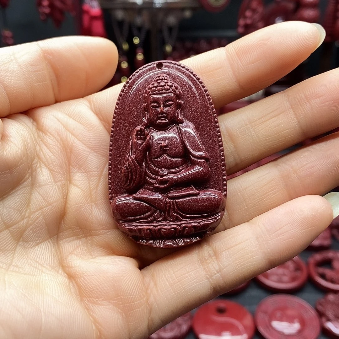 福***满天然辰砂大号阿弥陀佛吊坠