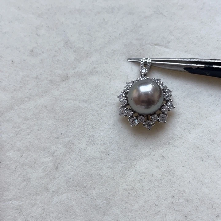 吊坠(不含链)银S925镶嵌海水珍珠