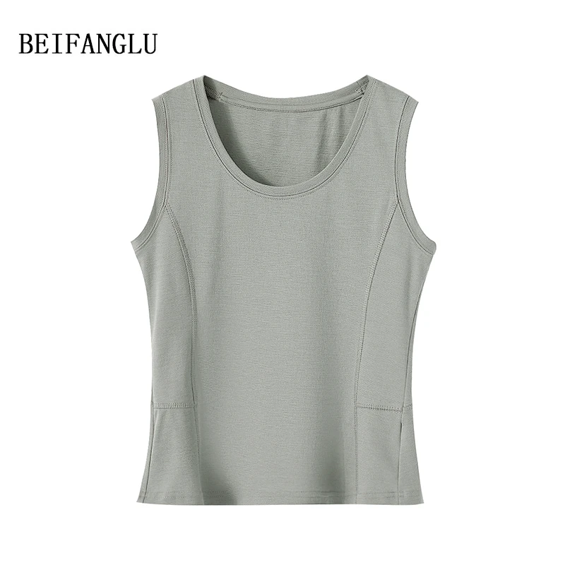 北方鹿【三醋酯莱赛尔混纺】夏季立体剪裁显瘦鱼骨线无袖背心17069