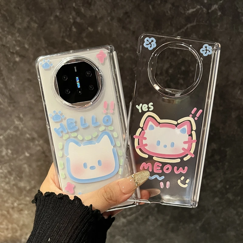 日韩可爱英文小狗猫咪头像适用华为mateX6折叠屏手机壳MateX5典藏