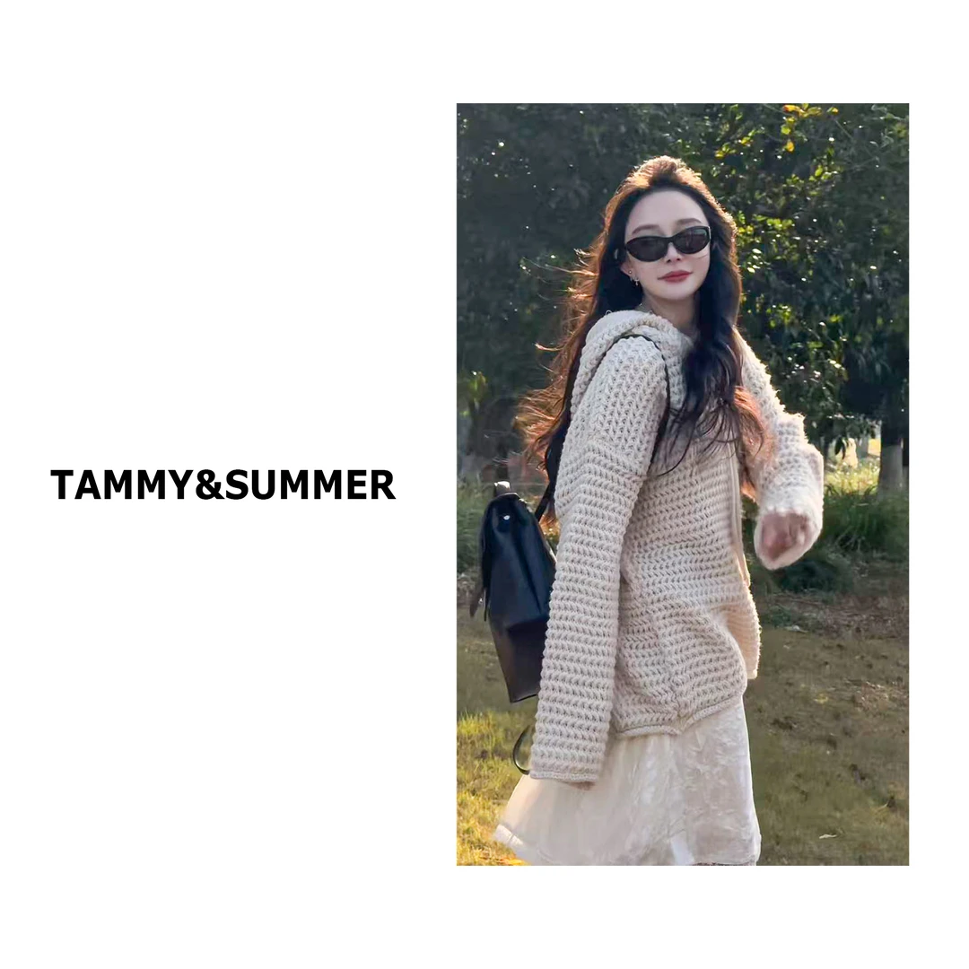 【Tammy&Summer】韩系复古慵懒风连帽百搭宽松粗棒针织毛衣531953