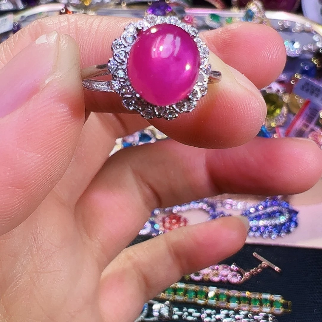 银S925镶嵌红宝石珠宝奇石