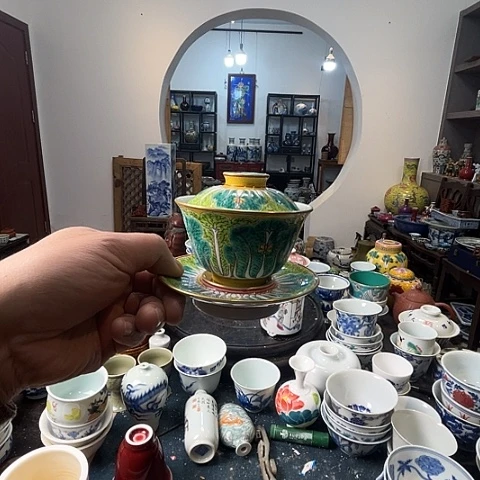 杯飘***空陶瓷工艺品摆件