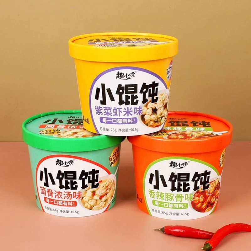 《现货速发》免煮速食小馄饨紫菜虾皮香辣豚骨味冲泡早餐桶装泡面