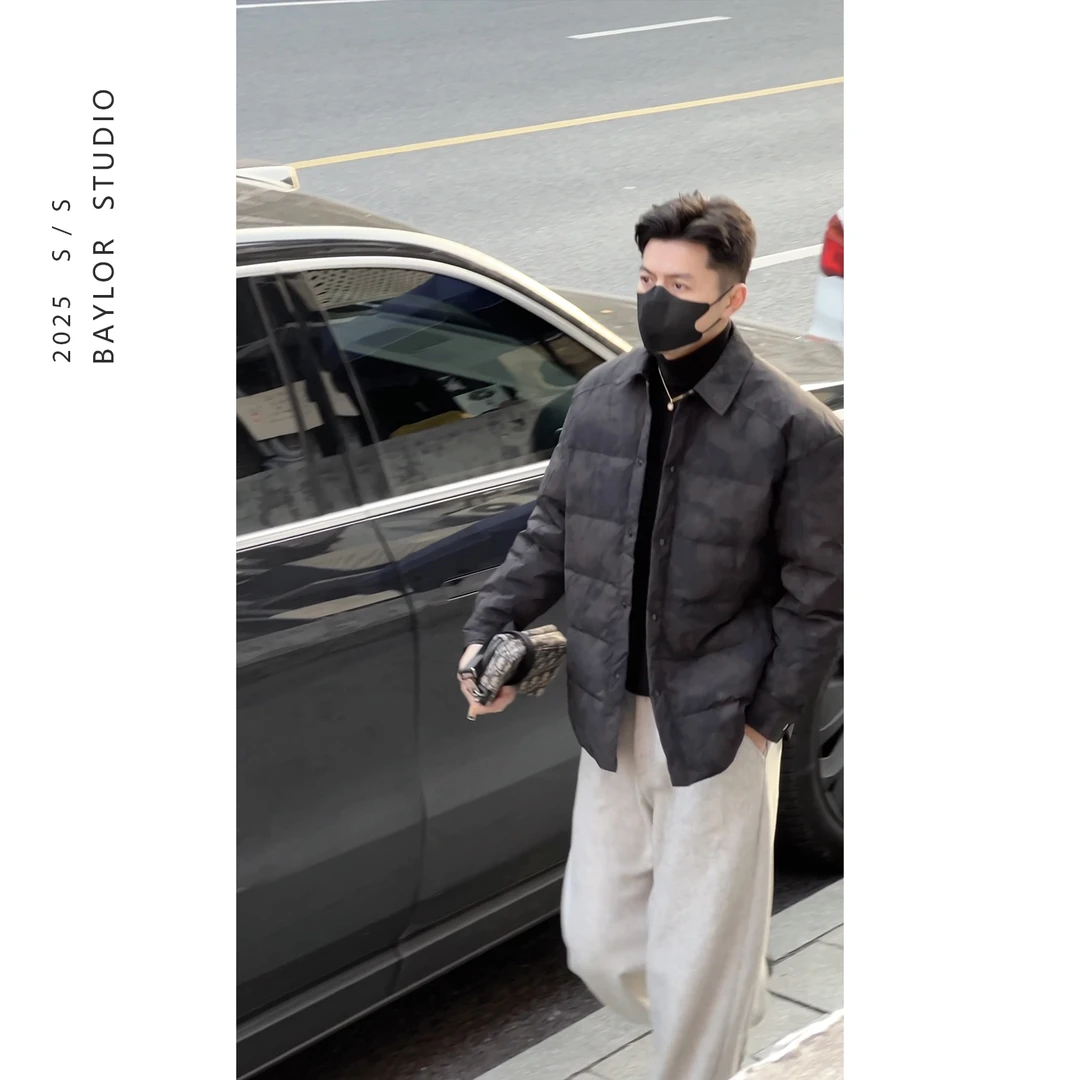 黑标顶奢系列 高级感定制重水洗渐变黑 90白鸭绒羽绒衬衫夹克外套