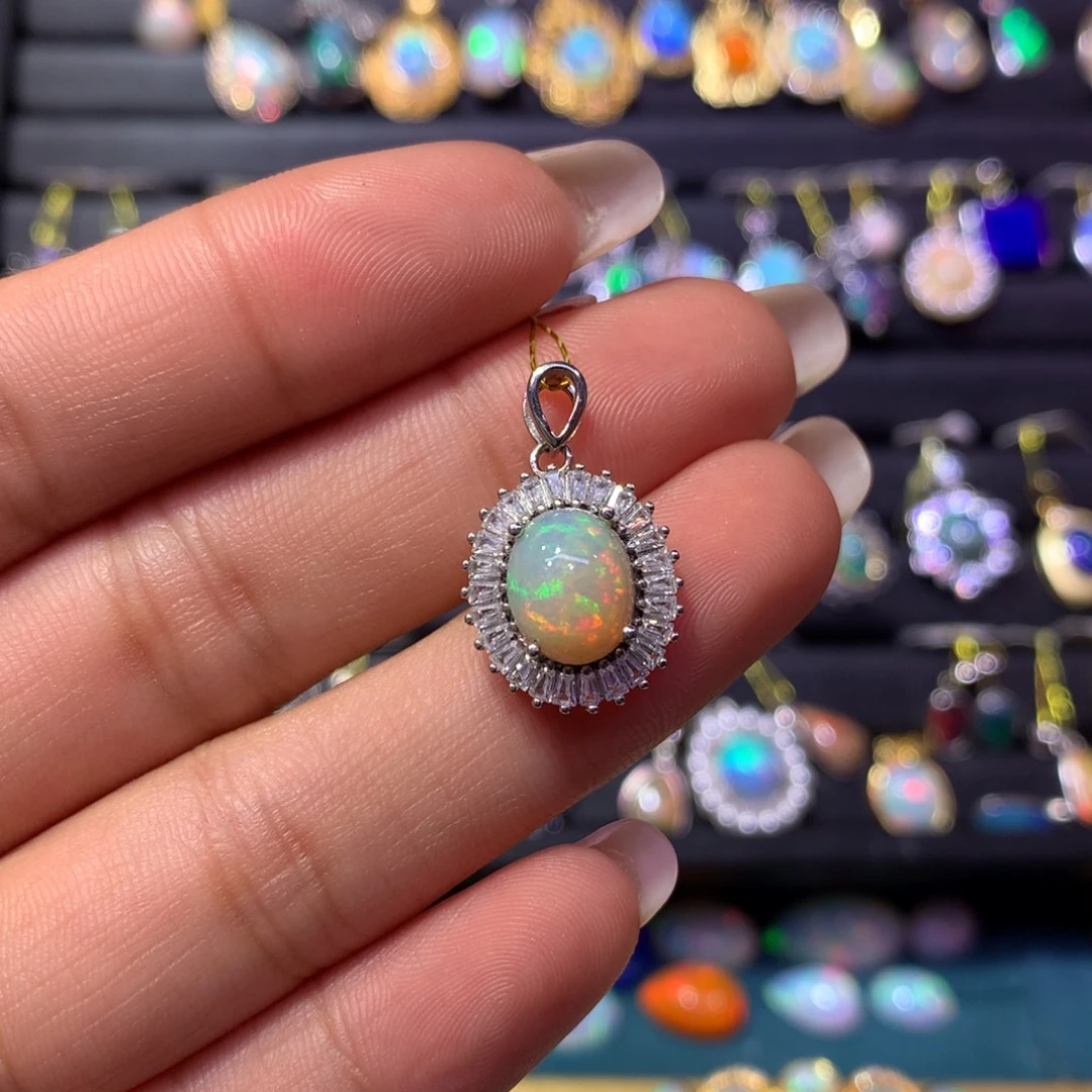 欧泊银S925镶嵌吊坠款