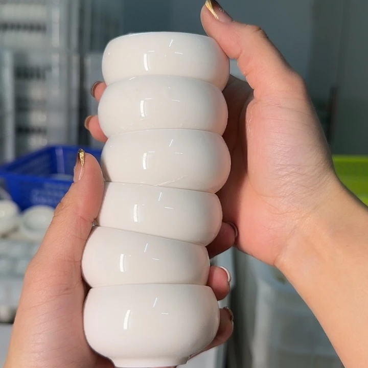 高端羊脂玉茶杯六个一组