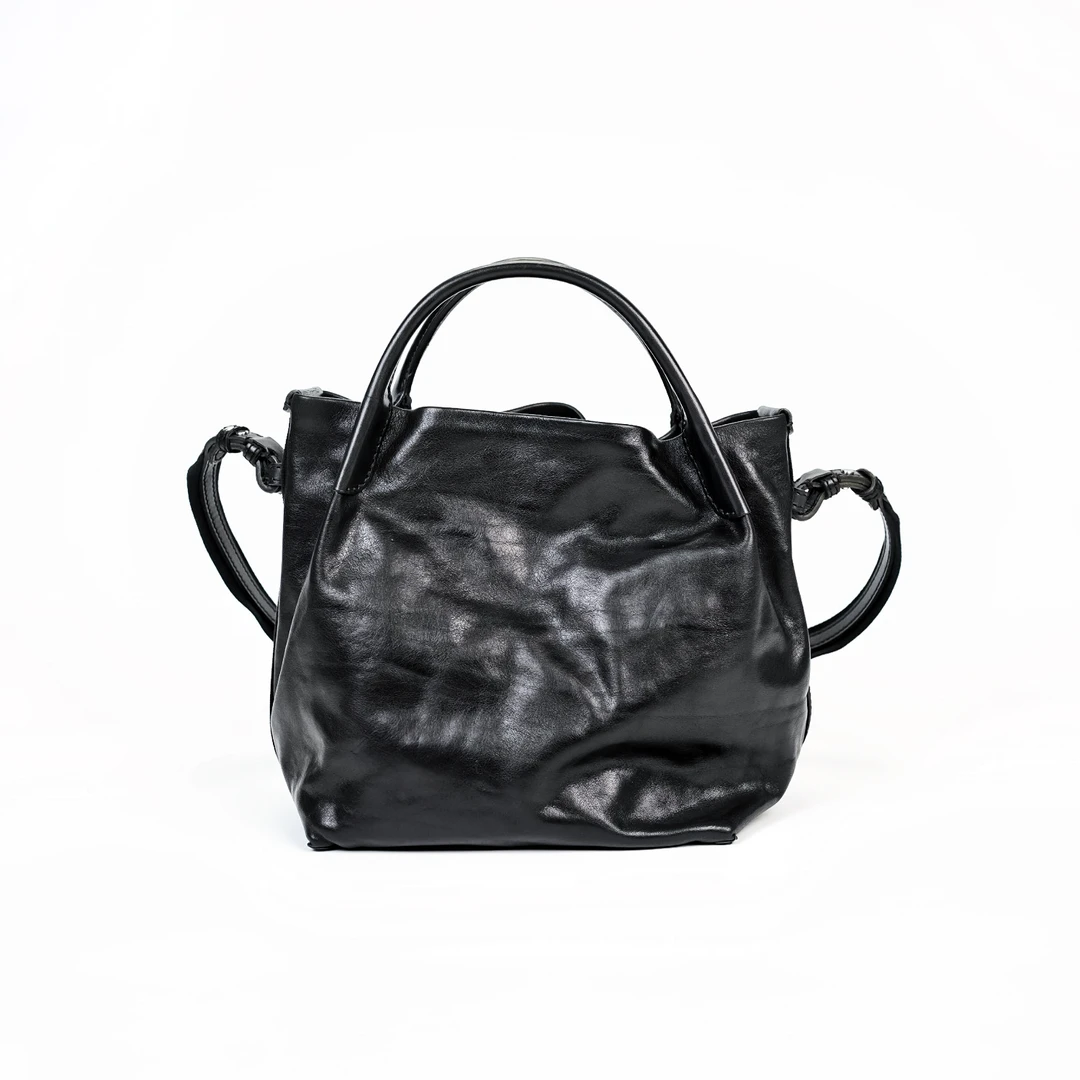 西部印像头层牛皮手拎包时尚女包斜跨包通勤风百搭水桶包504012