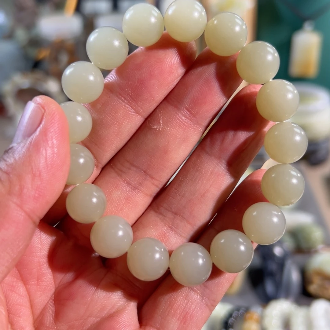 和田玉未镶嵌手串真皮真色