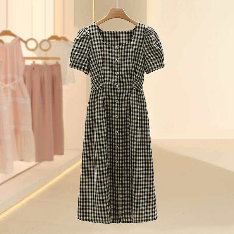 【ka】学院风格纹格纹复古连衣裙2025夏季新款专柜撤柜品牌女装