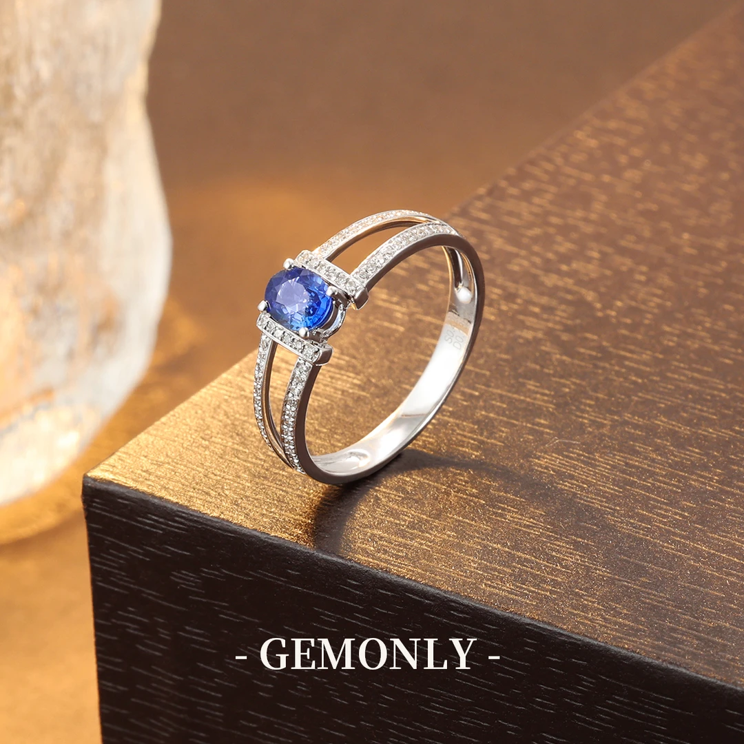 GEMONLY｜18K金天然蓝宝石戒指0.42ct