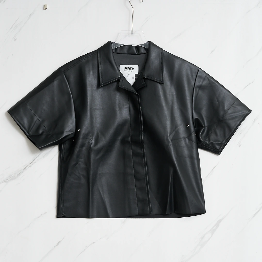 全新未使用/MM6女士环保皮翻领衬衣MMGU00537
