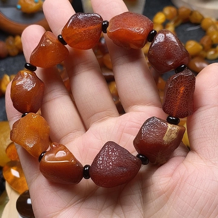 裸石琥珀未镶嵌随形手串原来