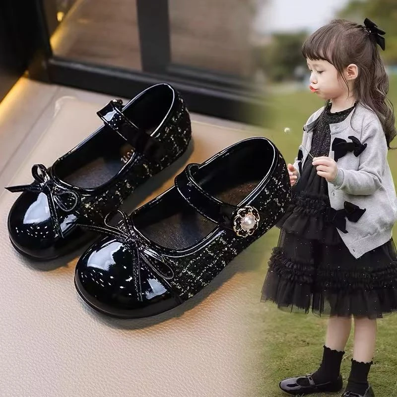 女童公主鞋小香风单鞋2025春秋新款女孩软底儿童韩版洋气气质皮鞋