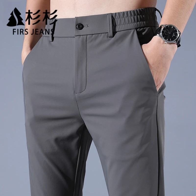 FIRS JEANS杉杉休闲裤子男士春秋男加绒弹力修身筒痞帅慵懒风男装