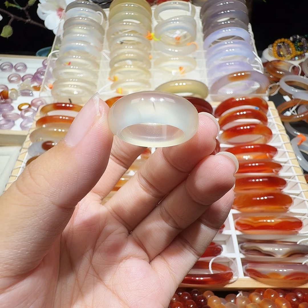 玛瑙/玉髓未镶嵌戒圈冰片包容 福利价