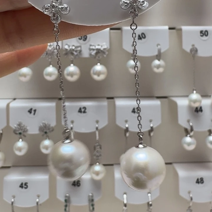 耳饰淡水珍珠银S925镶嵌