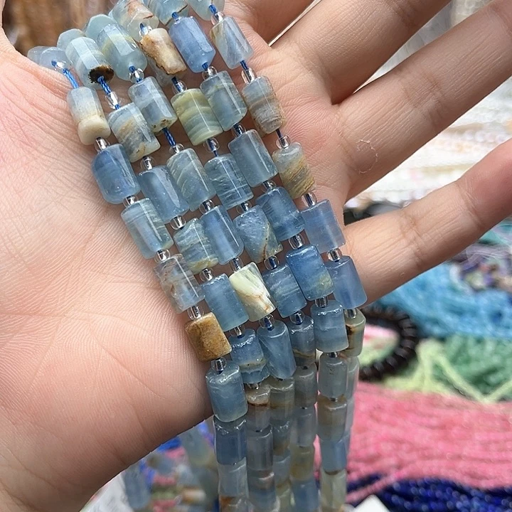 未镶嵌玛瑙/玉髓珠宝半成品一条6/10mm左右方解石柱子