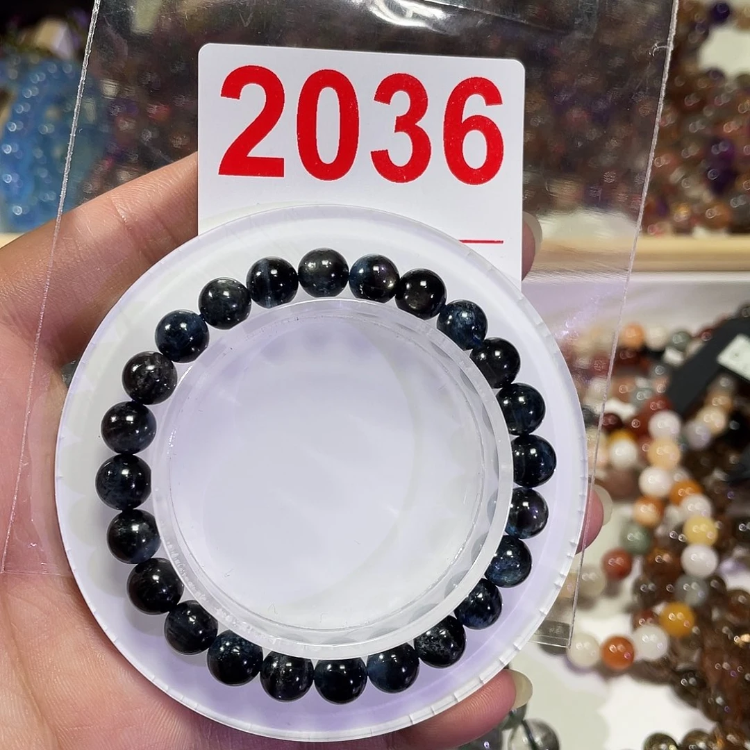 水晶手链未镶嵌海蓝宝黑暴闪