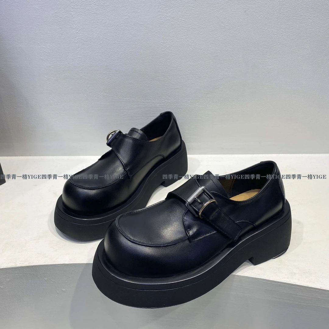 YG 2025新款欧货真皮复古英伦风厚底一脚蹬小皮鞋单鞋乐福鞋