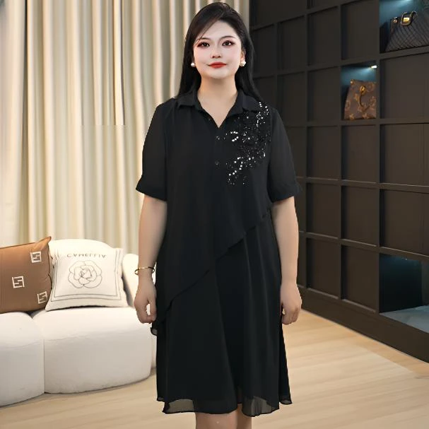 伊自尚【广岛之恋】大码女装夏季时尚设计感气质显瘦连衣裙女10508