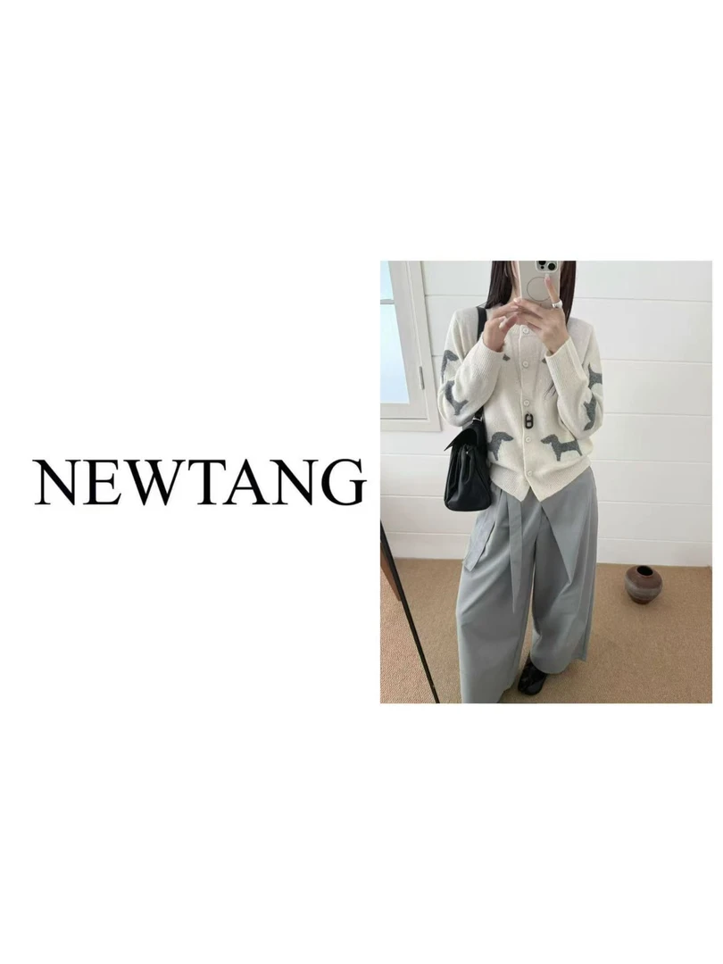 【云朵狗狗】129设计感狗狗提花麻花慵懒圆领针织开衫女上衣