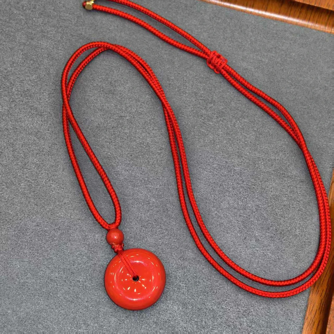 含辰砂工艺品朱砂平安扣吊坠MY