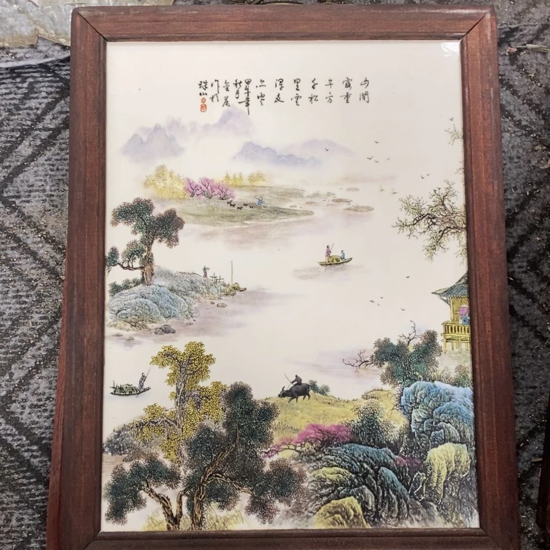 瓷片37*28*1景德镇瓷板画柴窑烧制