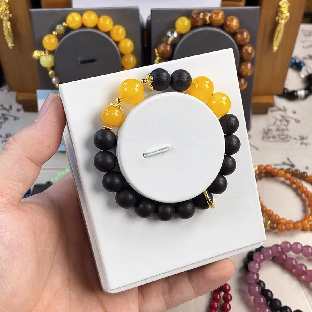 琥珀手饰银S925镀金镶嵌