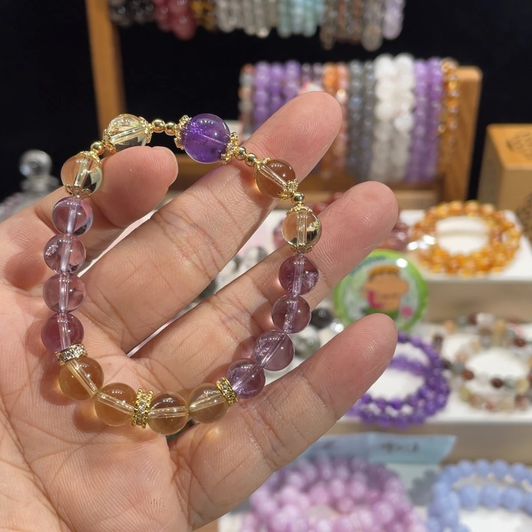 未镶嵌手链水晶紫水晶黄水晶diy手串