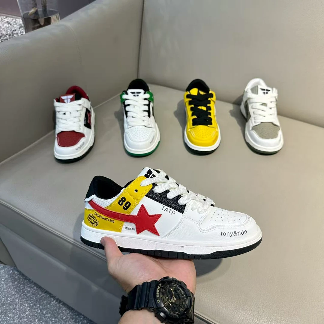 男士鞋透气拼色小白鞋时尚休闲板鞋男士潮鞋轻质软底百搭低帮鞋