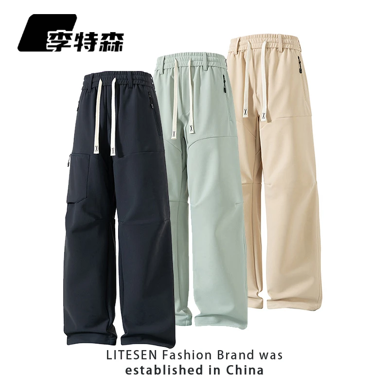李特森秋冬新款工装休闲裤男士月牙裆高品质高级设计感冲锋裤长裤