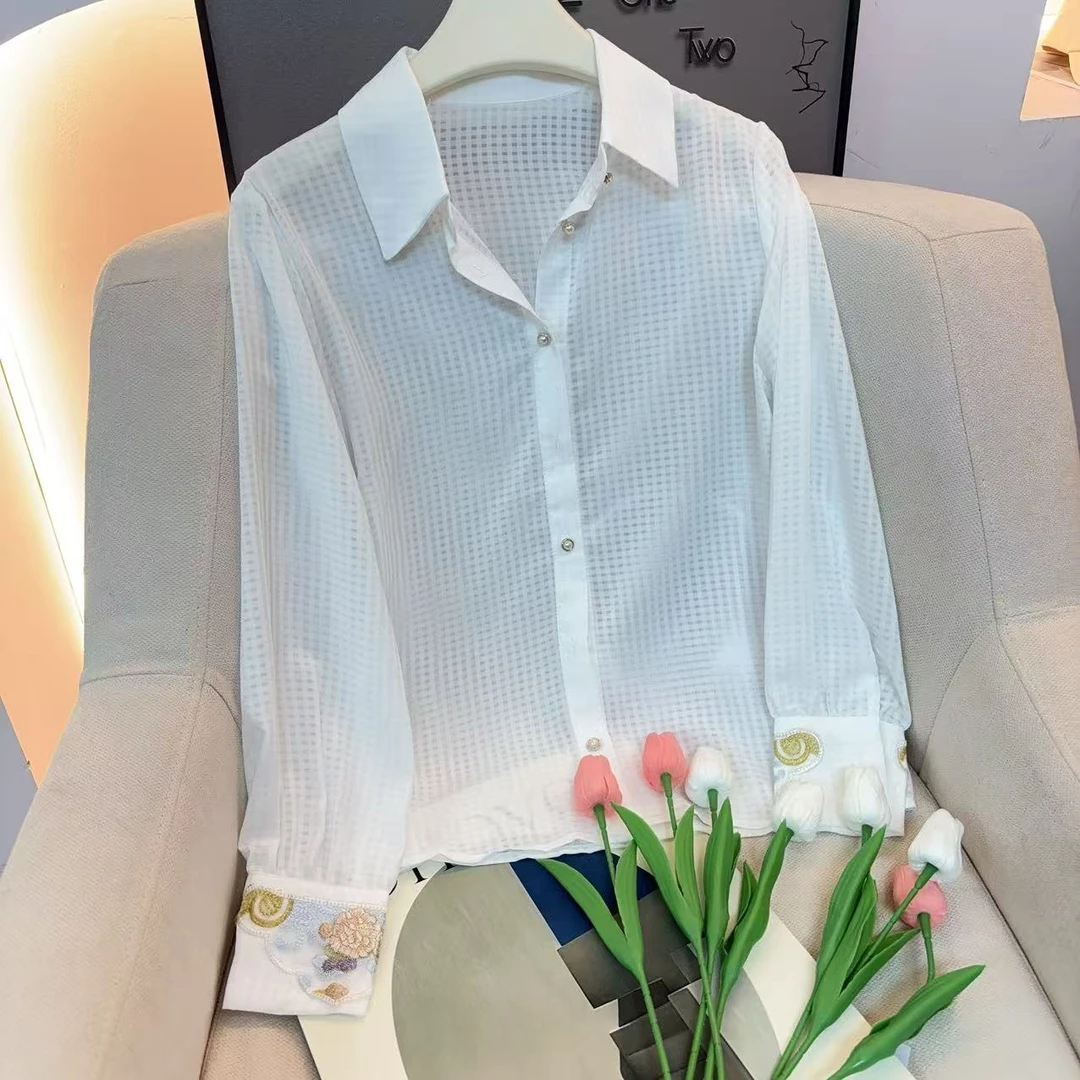 9411 衬衫女长袖春季新款宽松显瘦设计感小众百搭衬衣上衣服潮