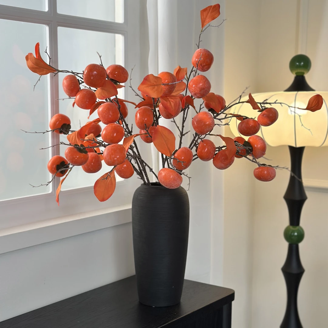 柿子果柿柿如意仿真摆件摆件家居客厅装饰品电视柜摆件高端玄关