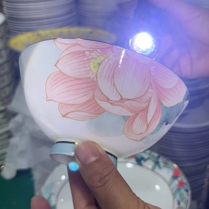 瓷片荷花4..7寸六个