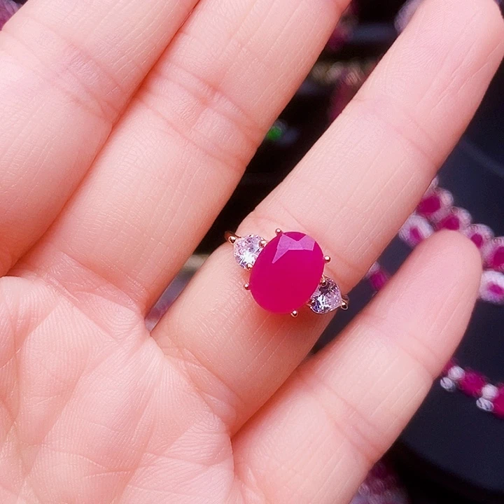 红宝石银S925镶嵌戒指