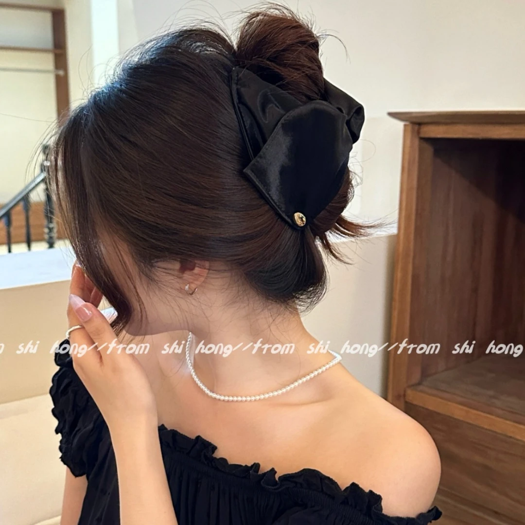 法式缎面贝壳三角抓夹鲨鱼夹高级感网红气质百搭后脑勺发夹发饰