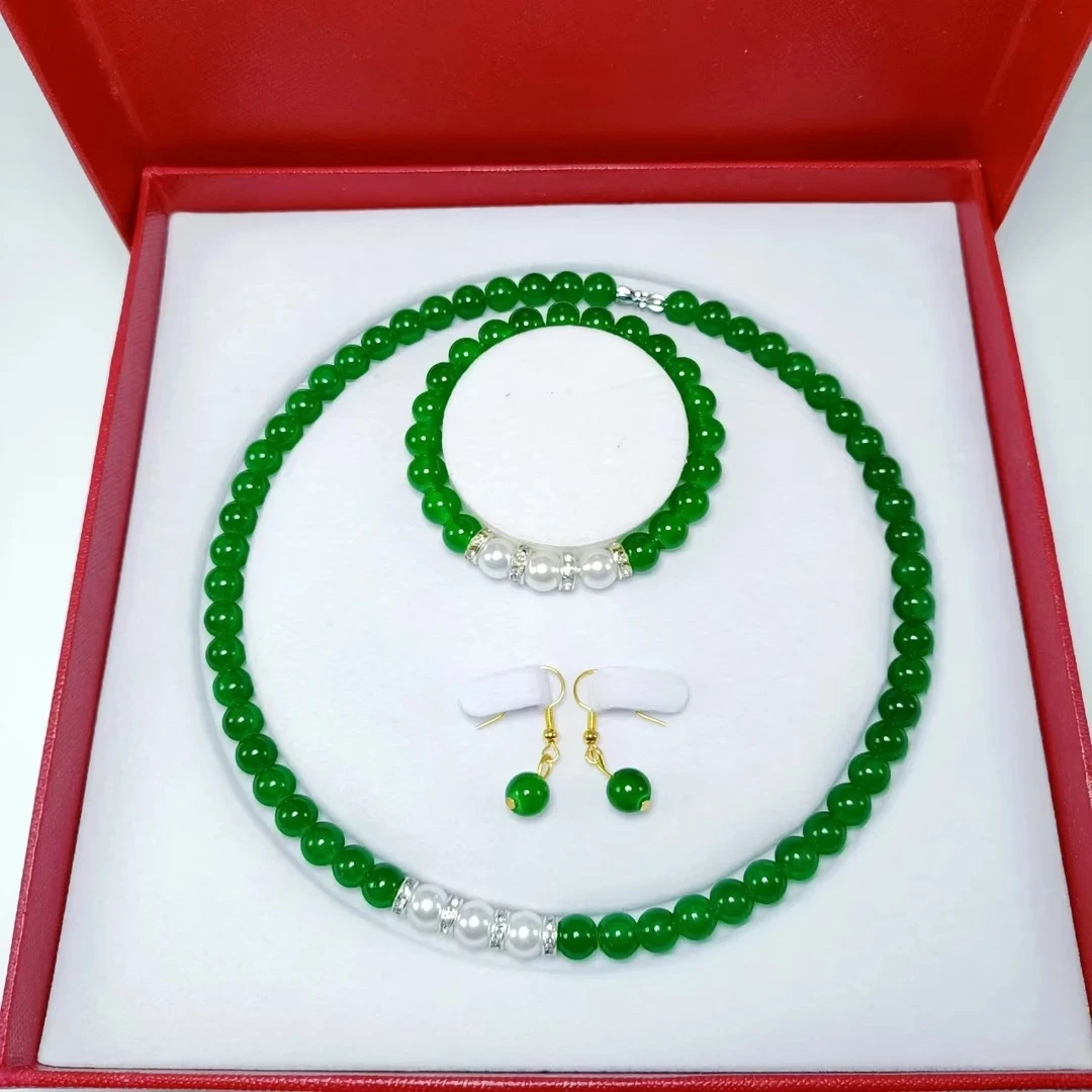 【热销福利】拼色圆珠三件套旗袍配饰锁骨链项链