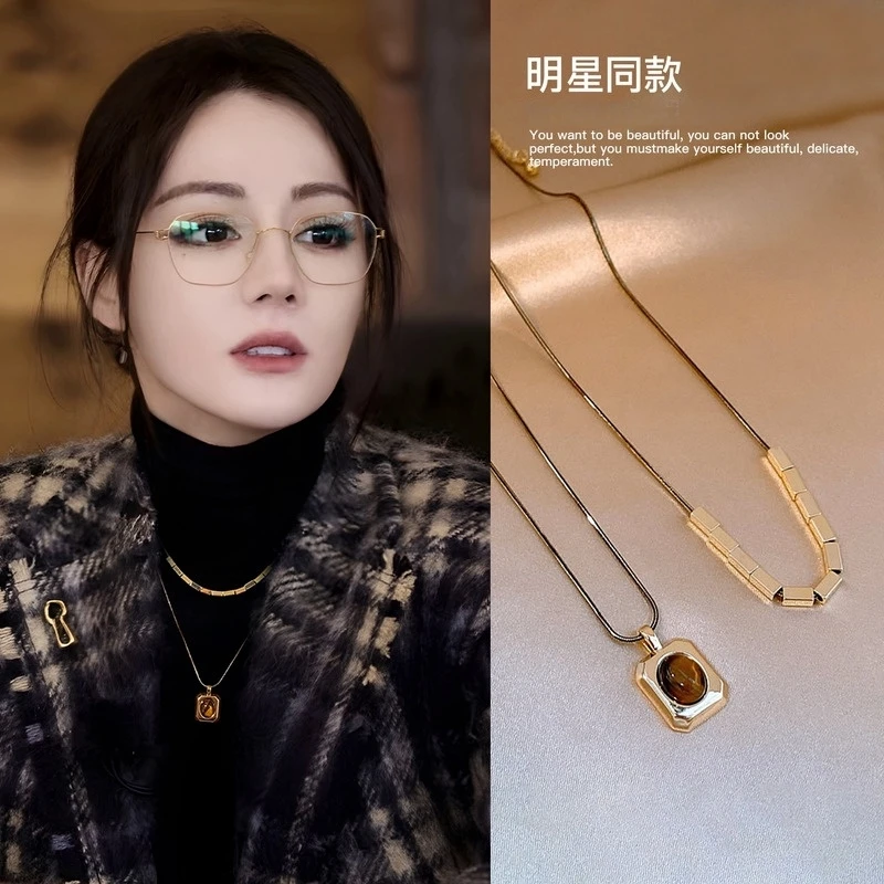 卡柒 铜合金项链 复古美拉德双层叠戴项链轻奢气质秋冬百搭毛衣链