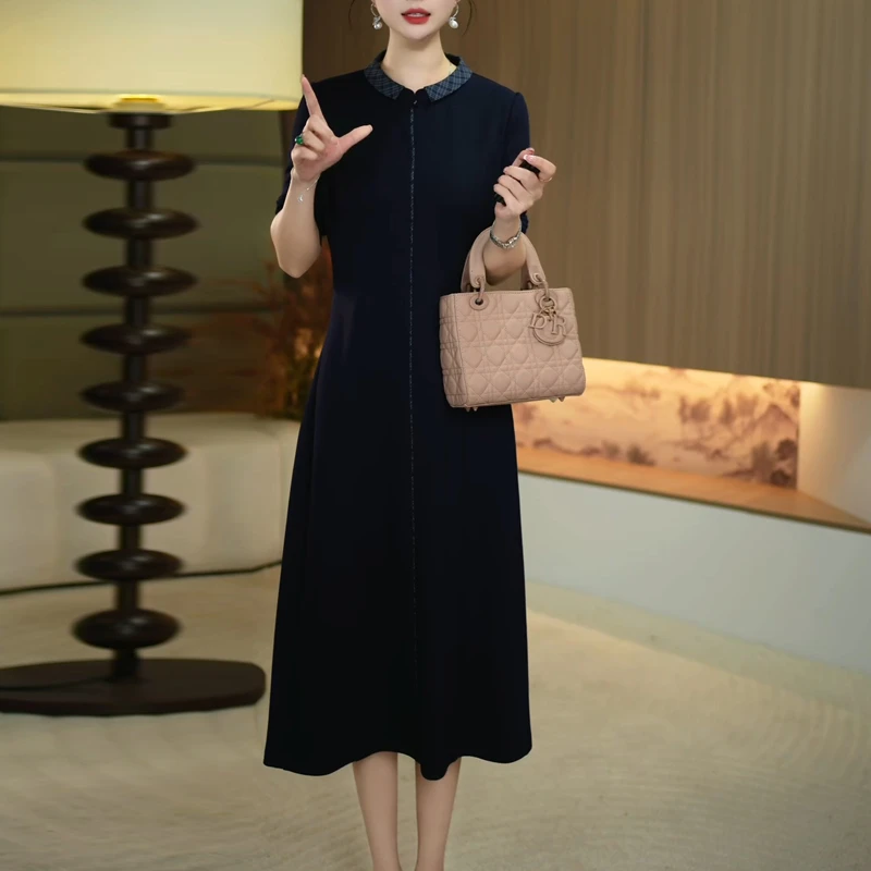 复古中式修身显瘦高端气质连衣裙女2025秋季新款端庄大气中长裙子