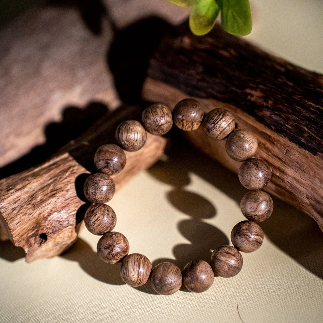 【江苏工美专属】天然野文莱蛇皮根部老料沉香单圈-360*1310