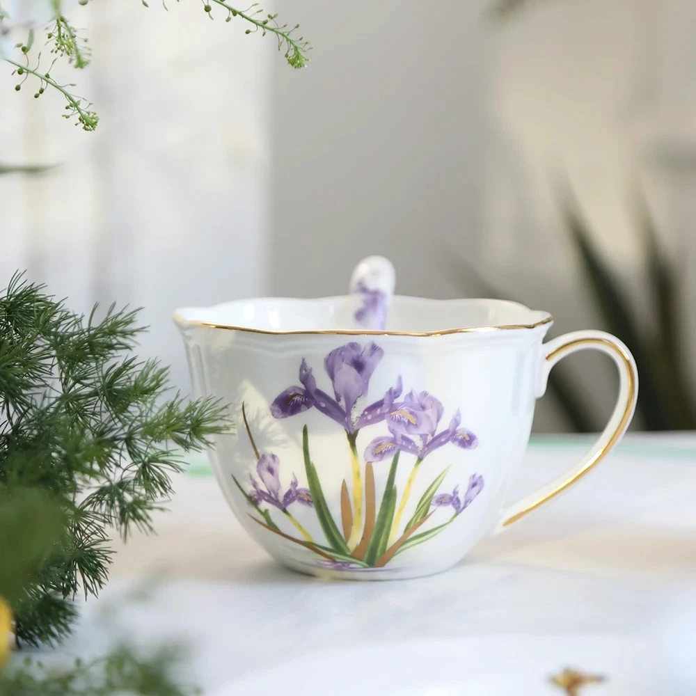 anna16:00/安娜16点新鸢尾花骨瓷早餐杯家用欧式大容量轻奢