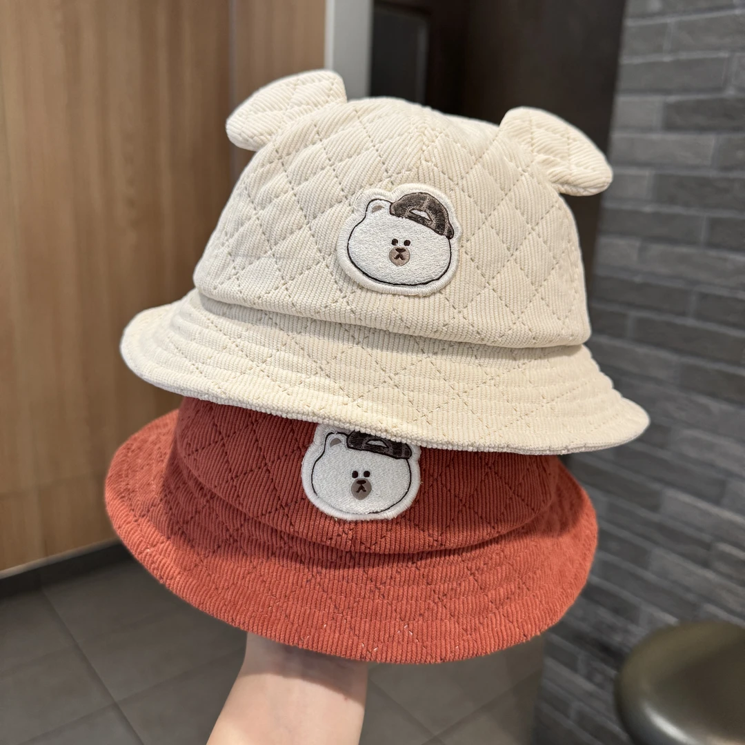 MIDIXIN/米迪昕婴幼儿帽子秋冬季防风盆帽男女童可爱小白熊渔夫帽