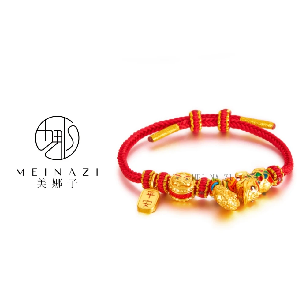 MEINA/黄财神吞金貔貅红绳手链 百搭气质编织手工