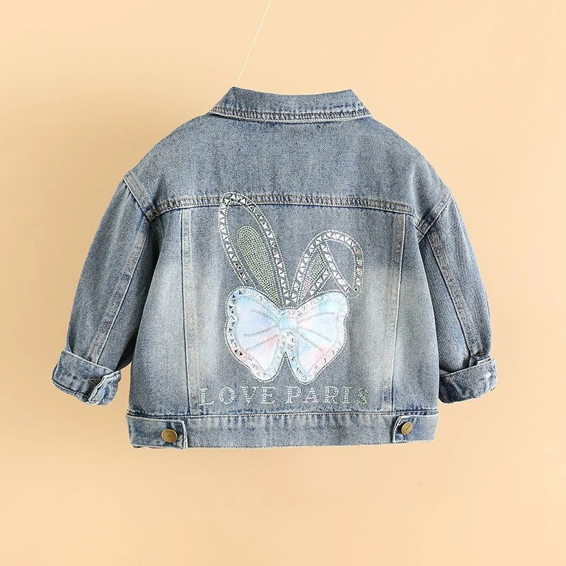 女童牛仔外套春秋儿童烫钻洋气秋装中小童女孩夹克外穿学院风上衣