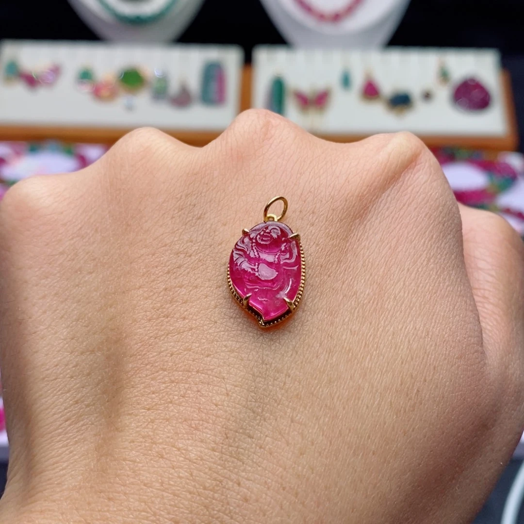 吊坠(不含链)18K金镶嵌碧玺d