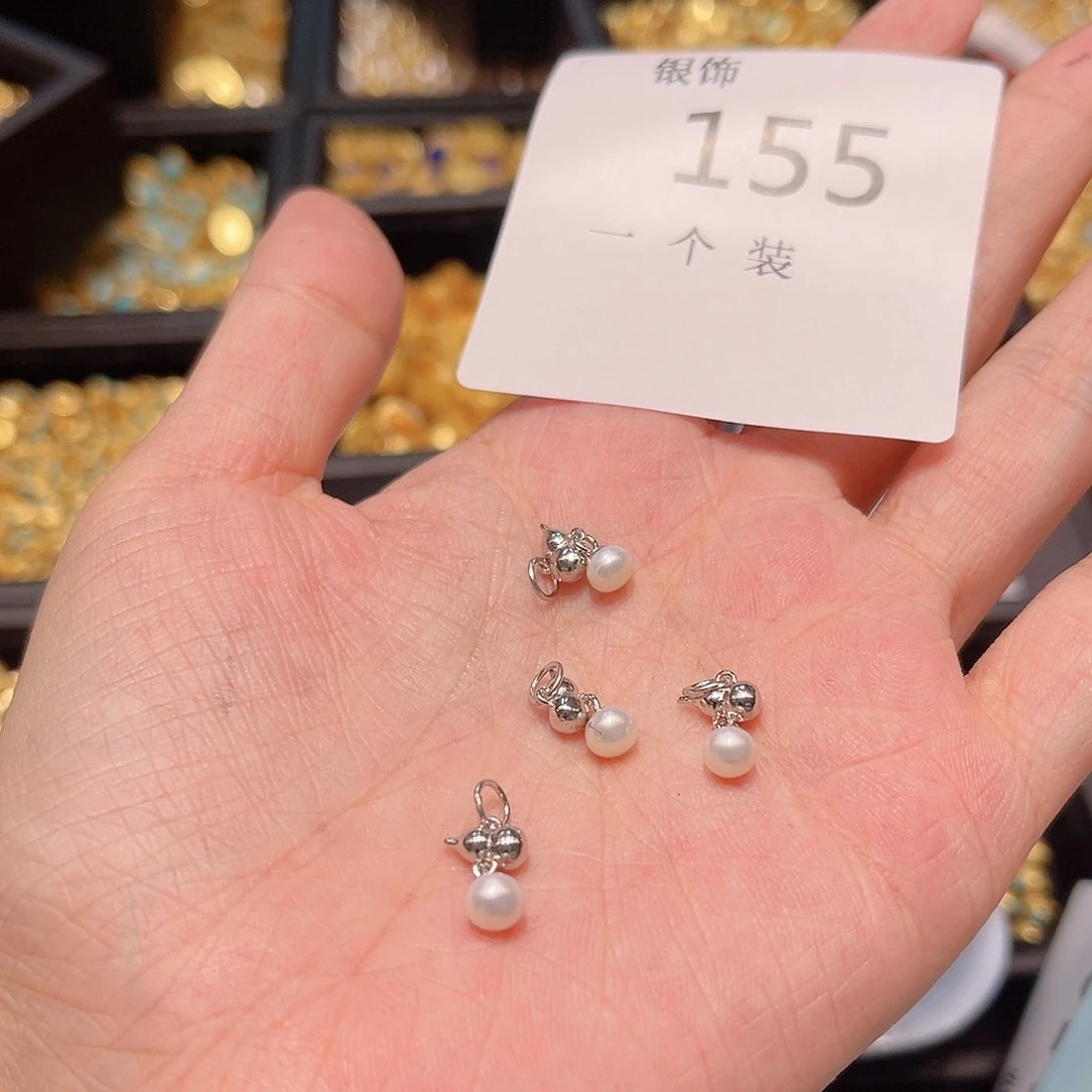 水晶珠宝半成品银S925镀金镶嵌155 。