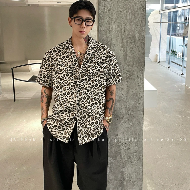 300斤特大码夏季古巴领短袖衬衫男小众设计时尚宽松百搭痞帅衬衣2