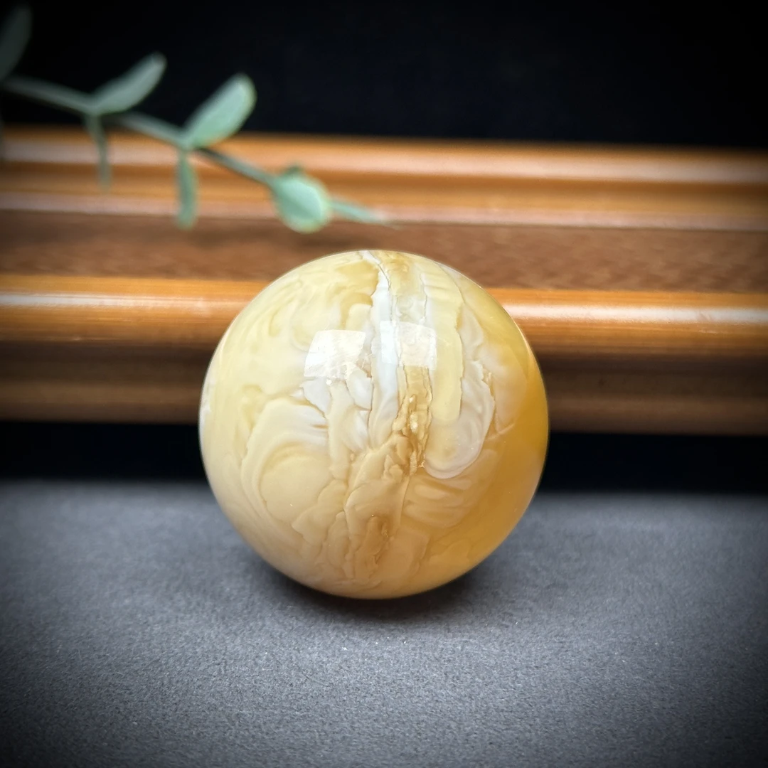 A9070天然蜜蜡 满蜡圆珠 34.4mm支持复检